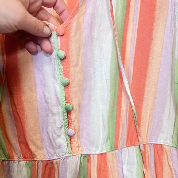 Torrid Rayon Slub Button-Front Tiered Tank Orange green Striped Women's 3xl - Picture 7 of 14